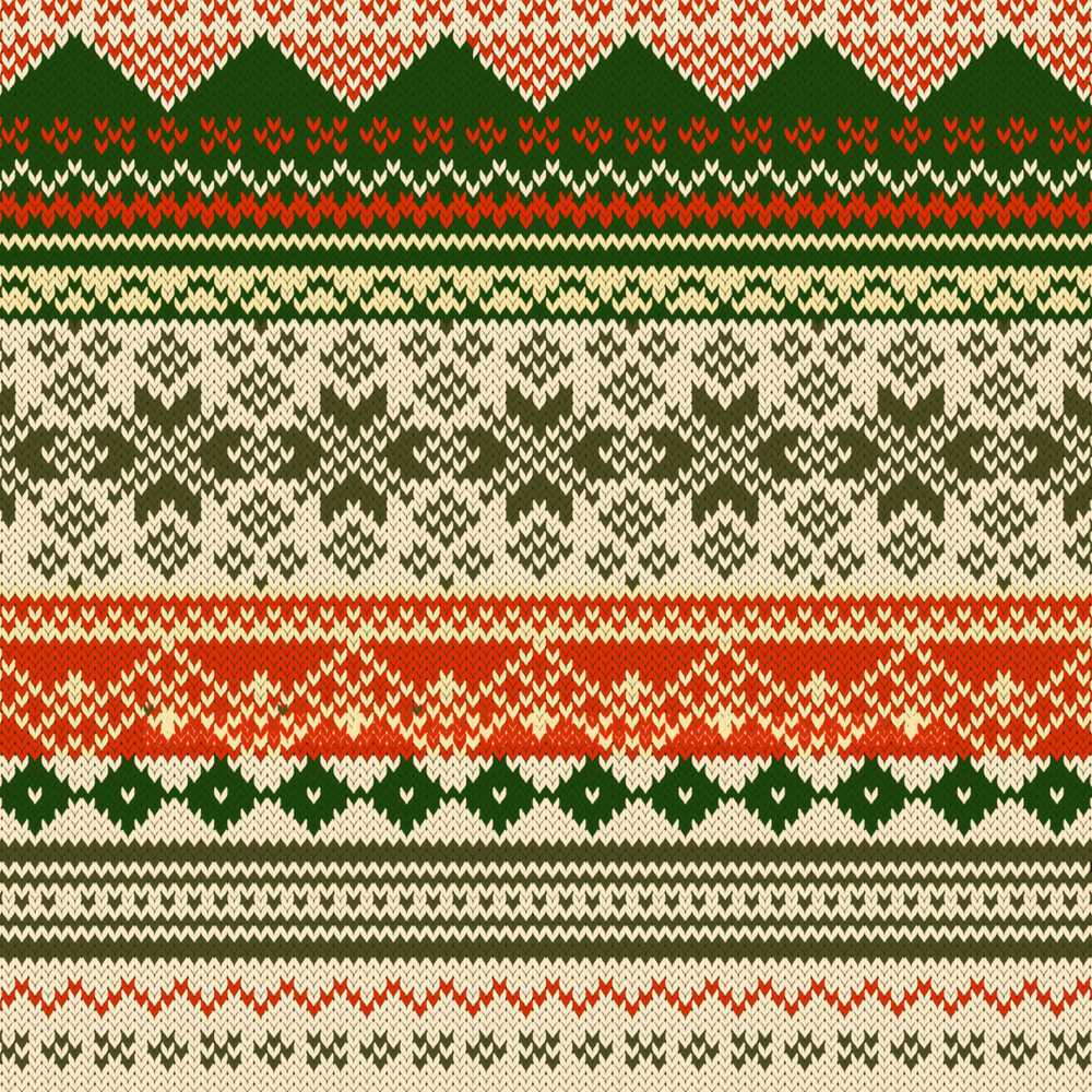 Nordic Zigzag Knit Green Red Cream Geometric Festive Sweater Style