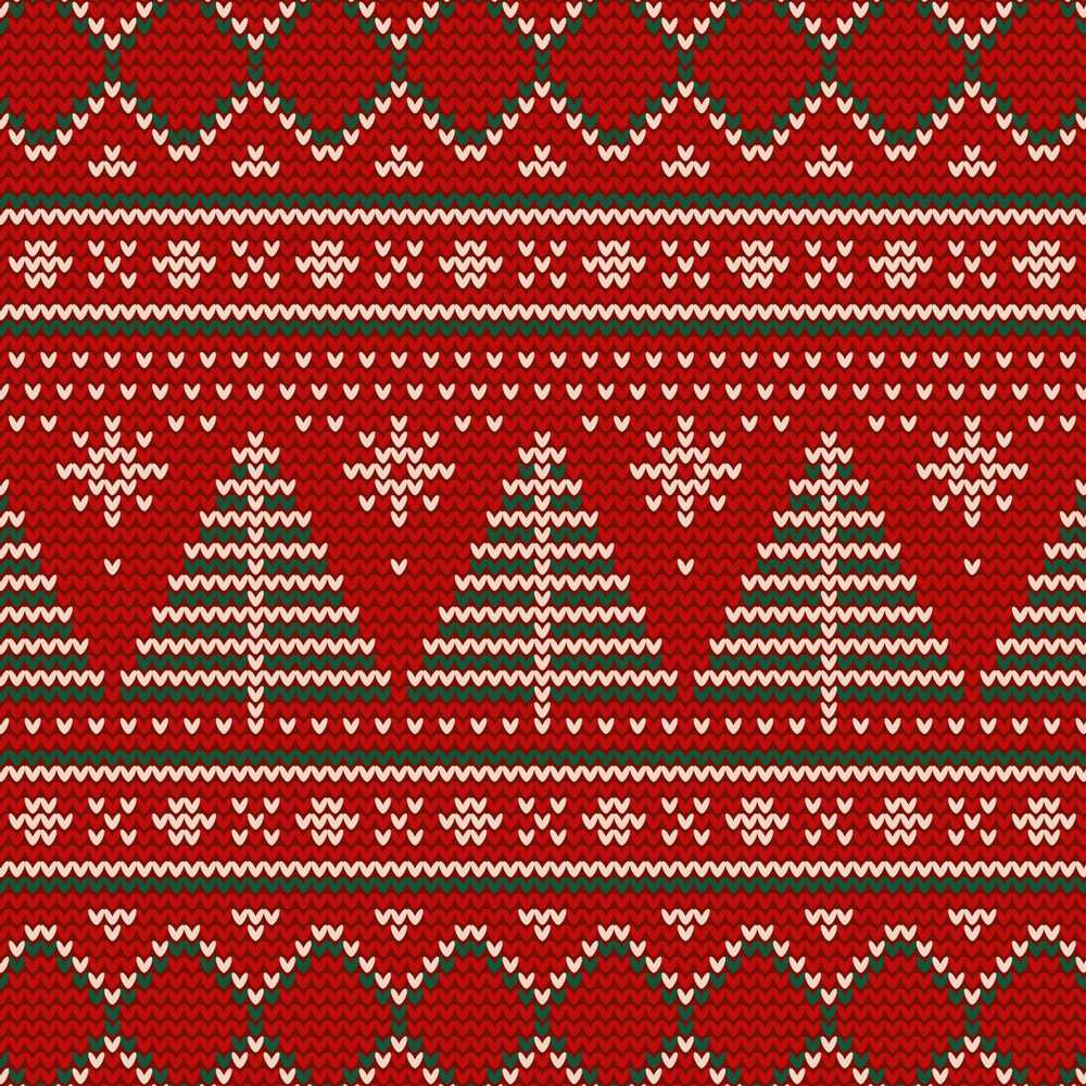 Christmas Tree Heart Knit Red Green White Nordic Festive Sweater