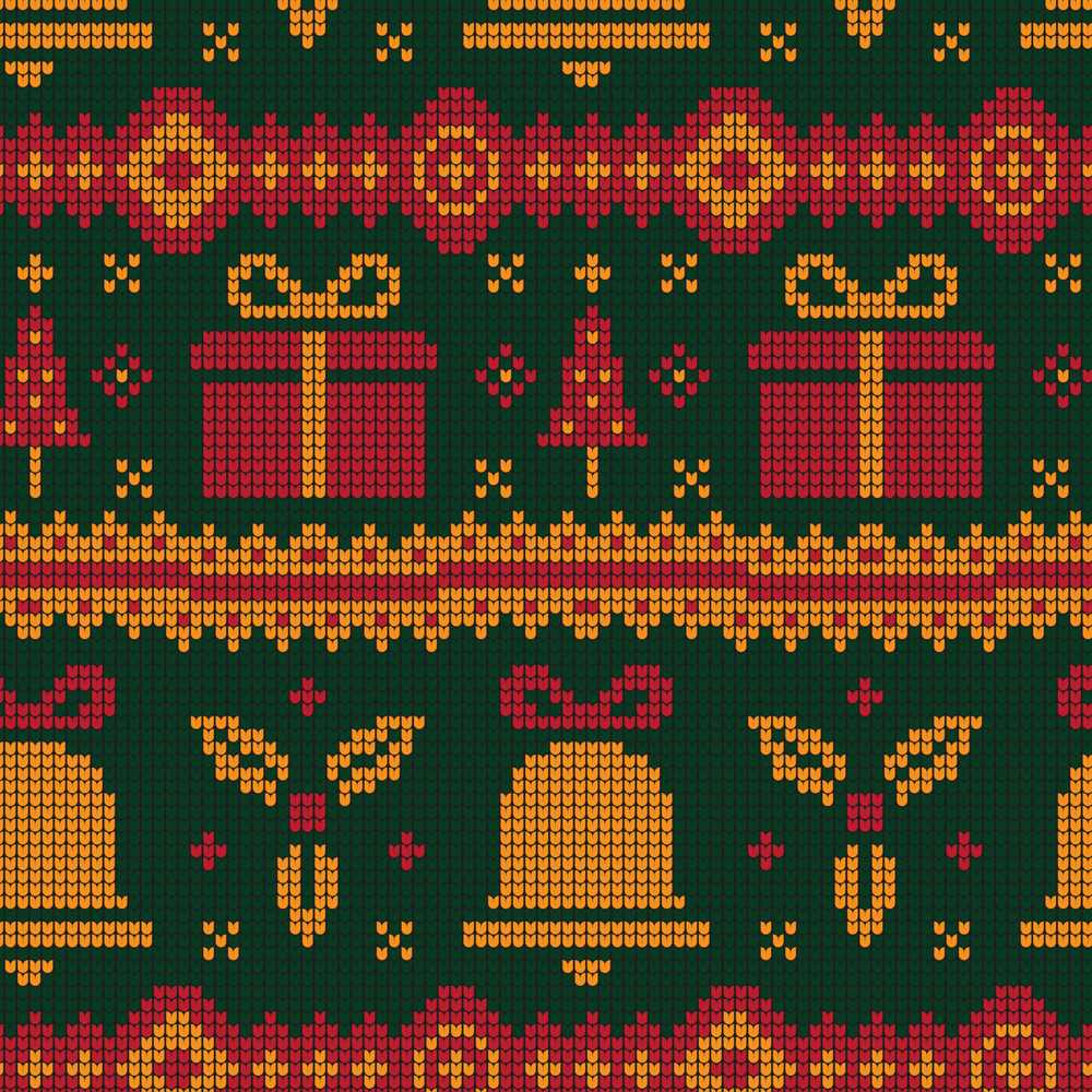 Holiday Gift Box Knit Green Red Gold Christmas Sweater Festive