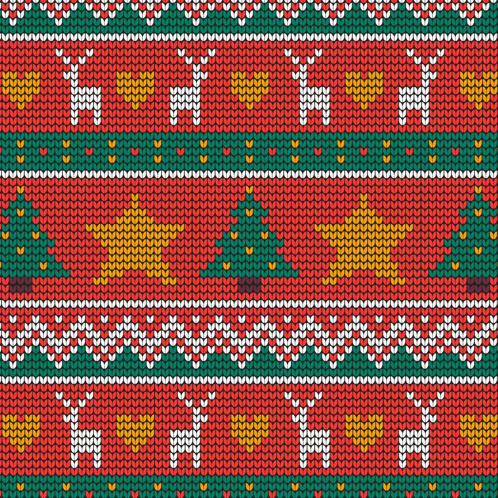 Nordic Deer Heart Tree Knit Red Green White Festive Christmas