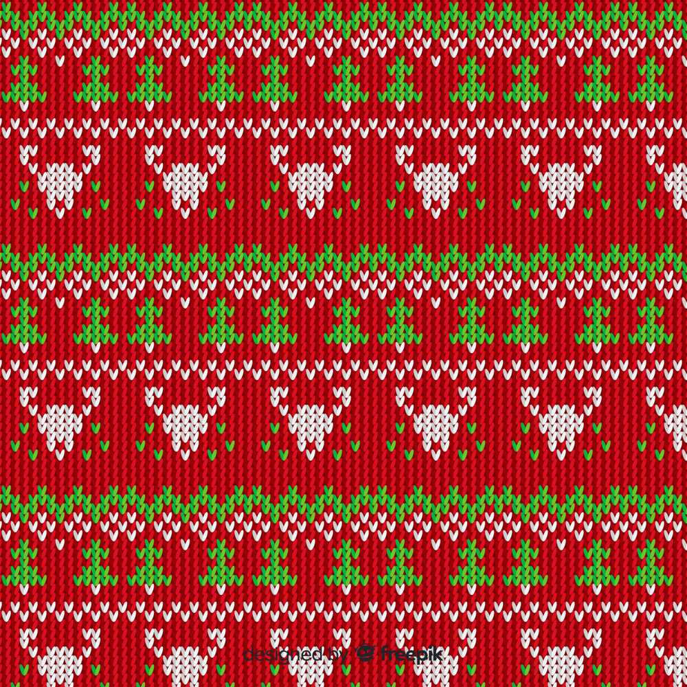 Festive Heart Christmas Tree Knit Red Green White Nordic Textile