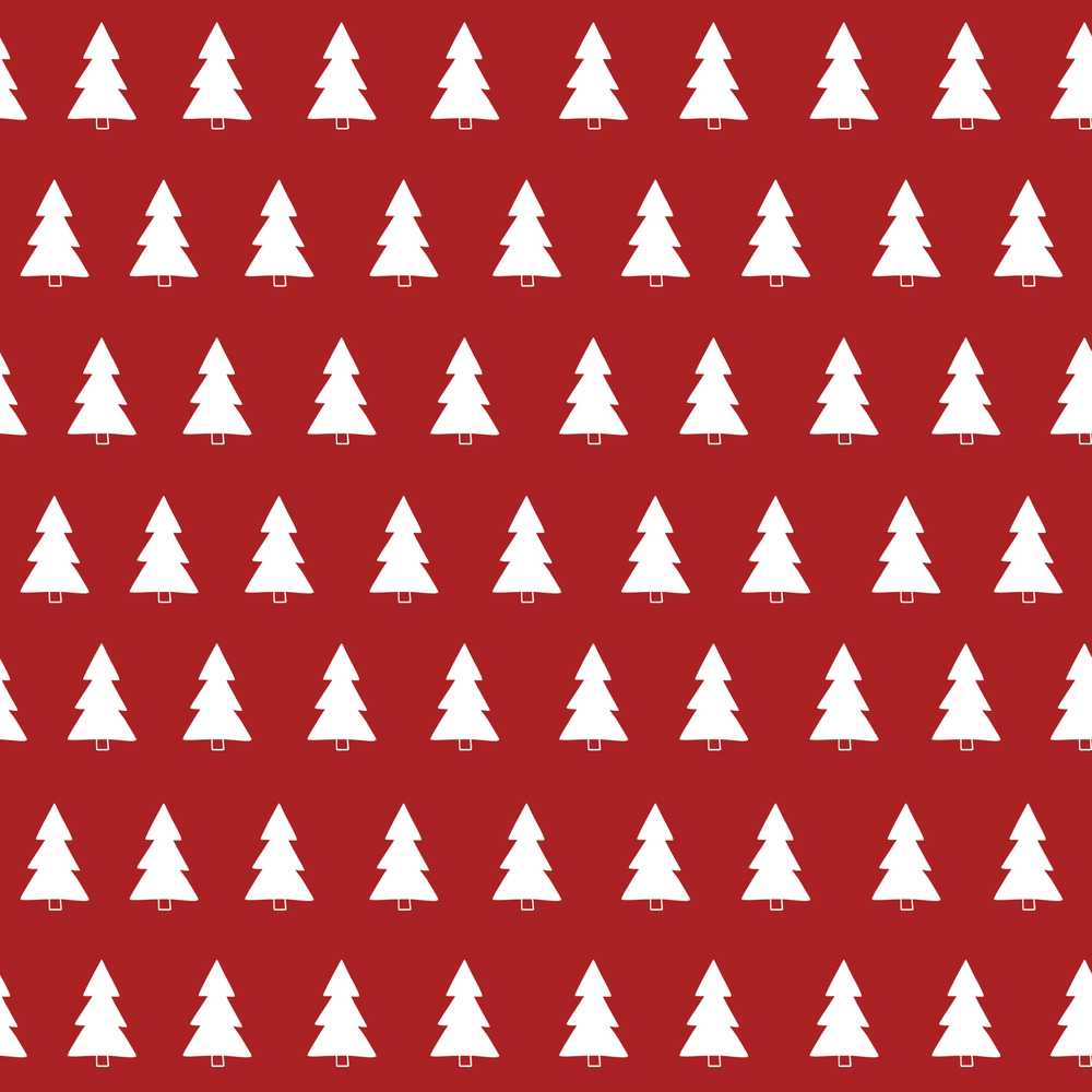 Minimal White Christmas Trees on Red Background Simple Holiday