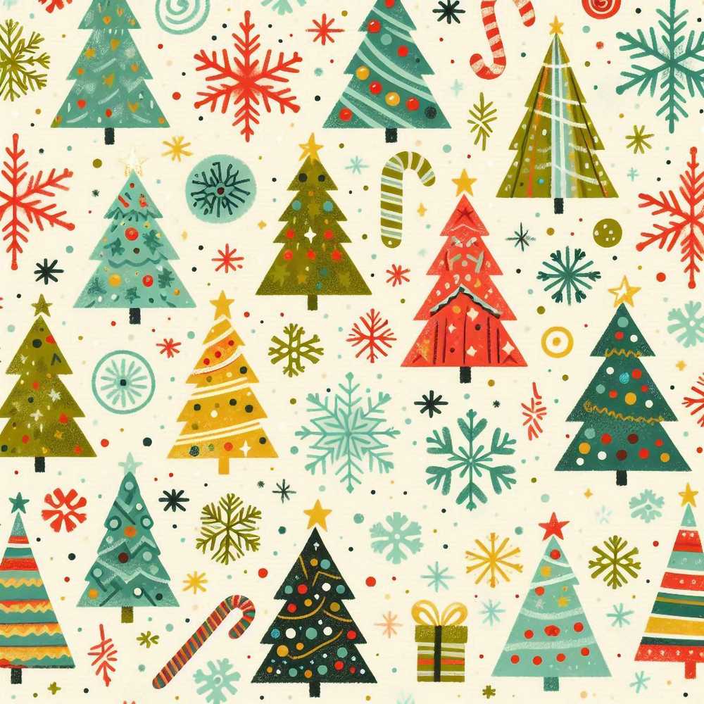 Playful Christmas Trees Candy Canes Snowflakes Festive Holiday