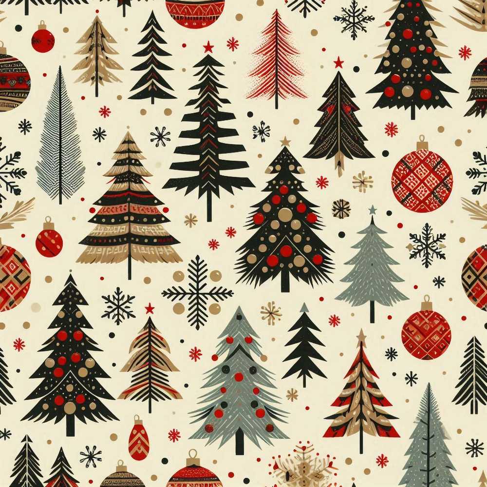 Modern Christmas Trees Minimal Black Gold Red Holiday