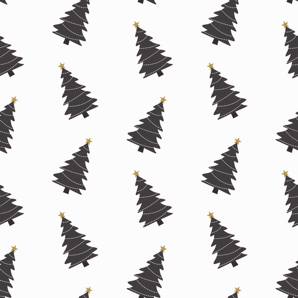 Minimal Black Christmas Trees Gold Star Festive Holiday