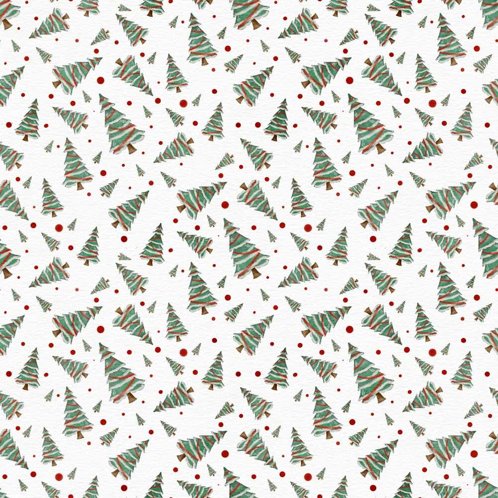 Watercolor Christmas Trees Red Dots Winter Festive Holiday
