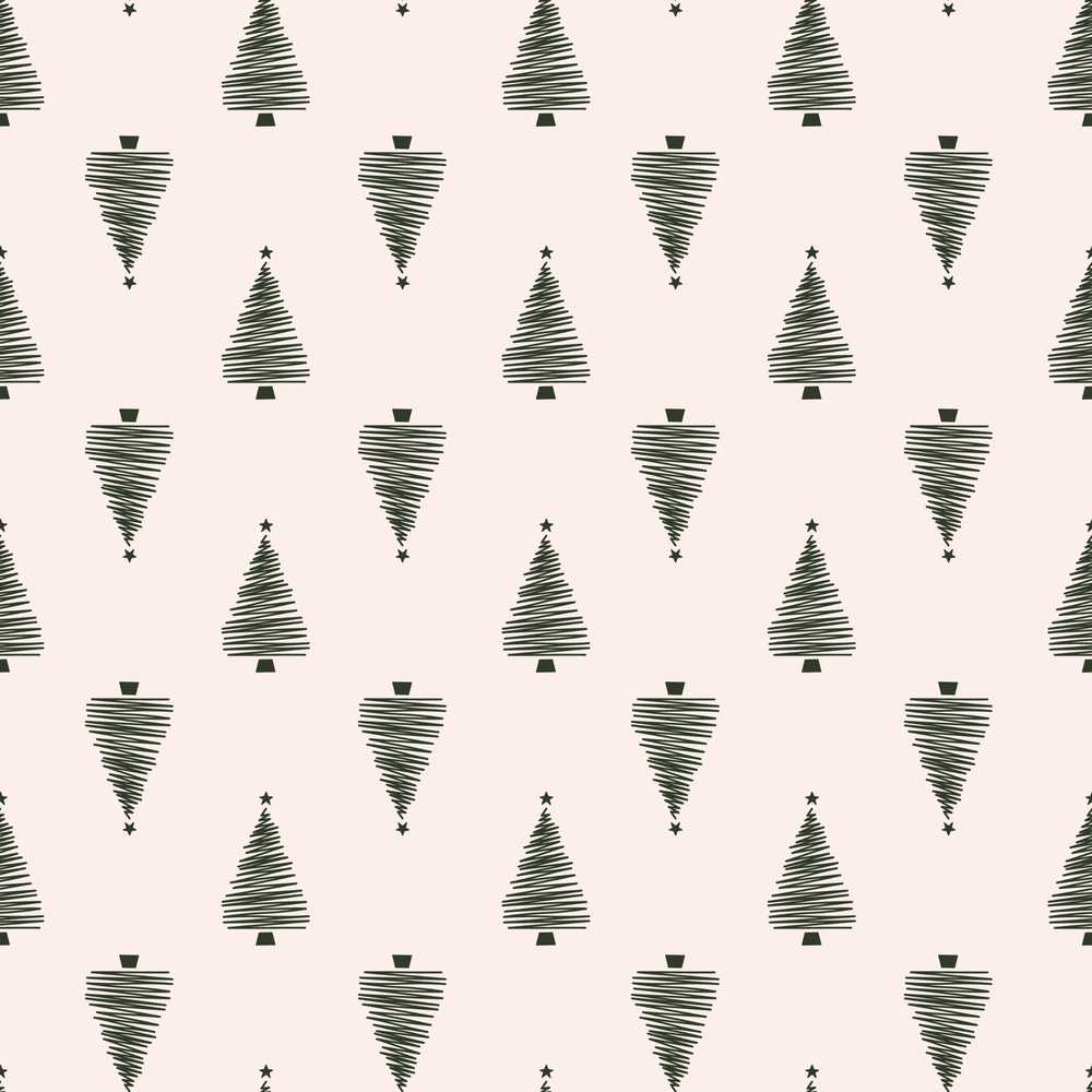 Minimal Line Christmas Trees Modern Scandinavian Festive Holiday