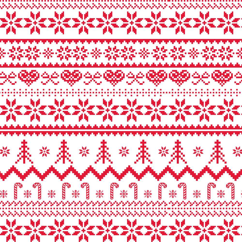 Scandinavian Red Nordic Knit Snowflake Festive Holiday Seasonal