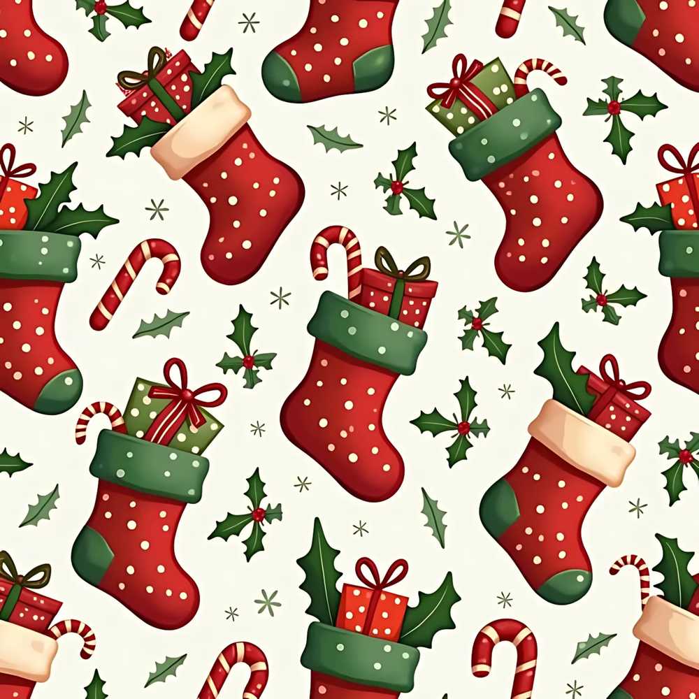 Cute Christmas Stockings Gifts Candy Cane Holly Festive