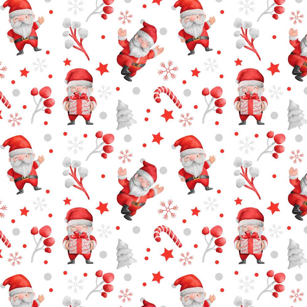 Cute Santa Claus Gift Stars Snowflakes Festive Holiday