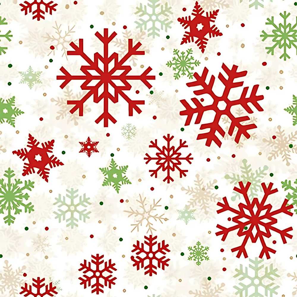 Red Green Snowflake Winter Holiday Festive Seasonal Pattern