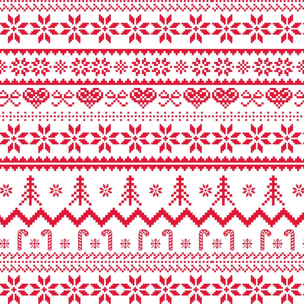 Scandinavian Red Nordic Knit Snowflake Festive Holiday Seasonal