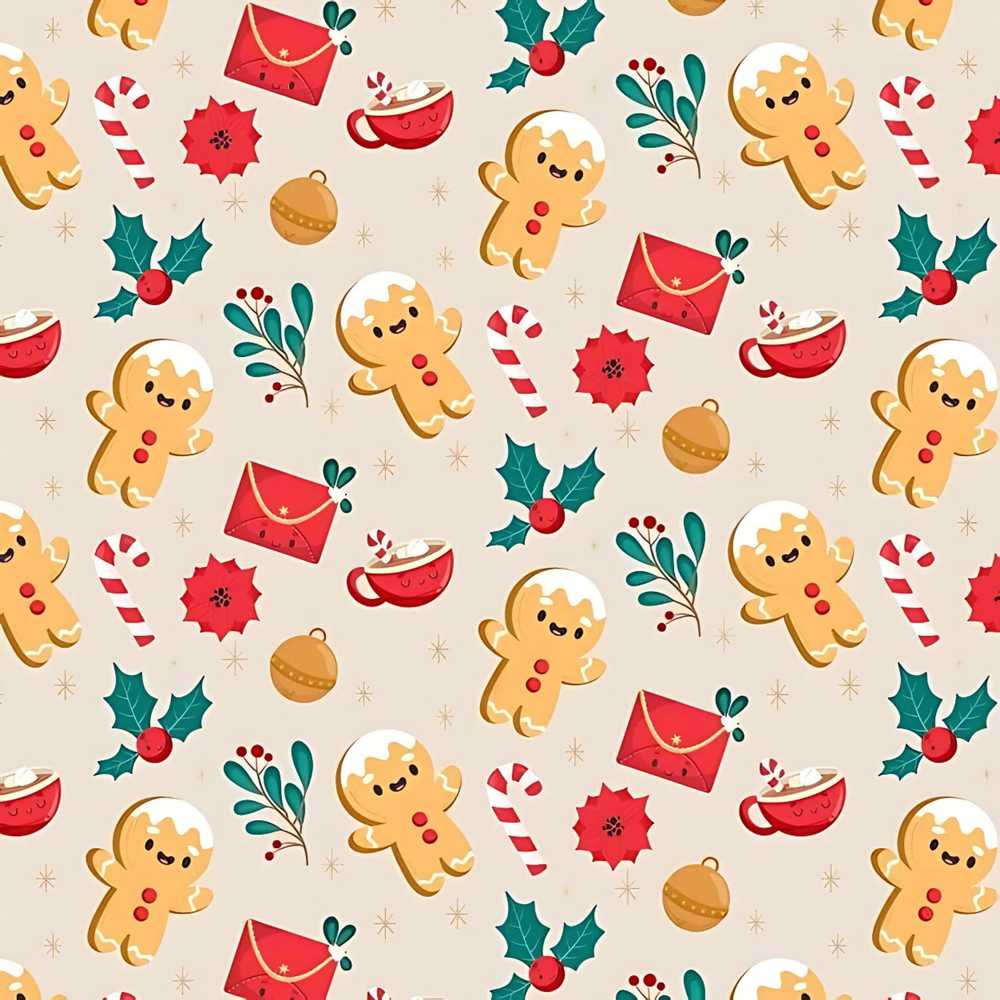 Cute Gingerbread Cookies Envelope Cocoa Decorative Repeat Pattern