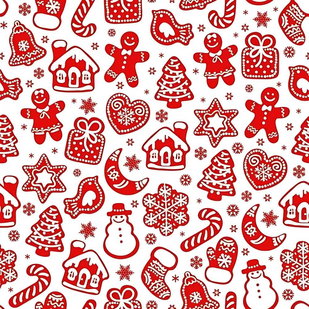 Red Christmas Gingerbread Snowflake Festive Holiday Seasonal Pattern