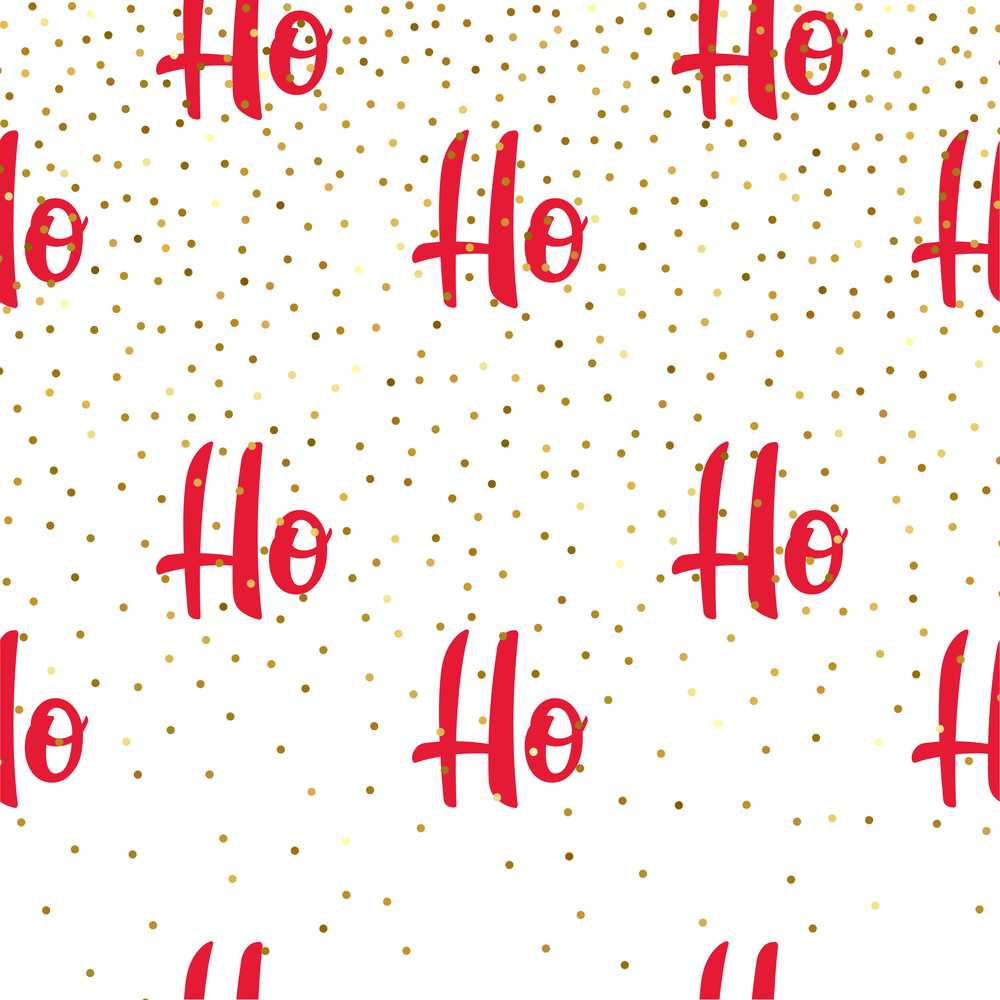 Festive Ho Ho Ho Red Typography Gold Polka Dot