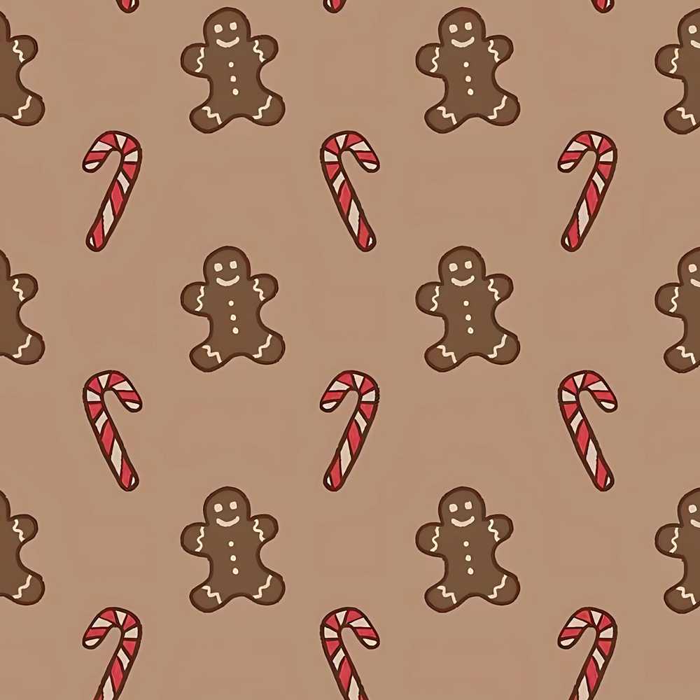 Gingerbread Man Candy Cane Brown Christmas Festive Holiday
