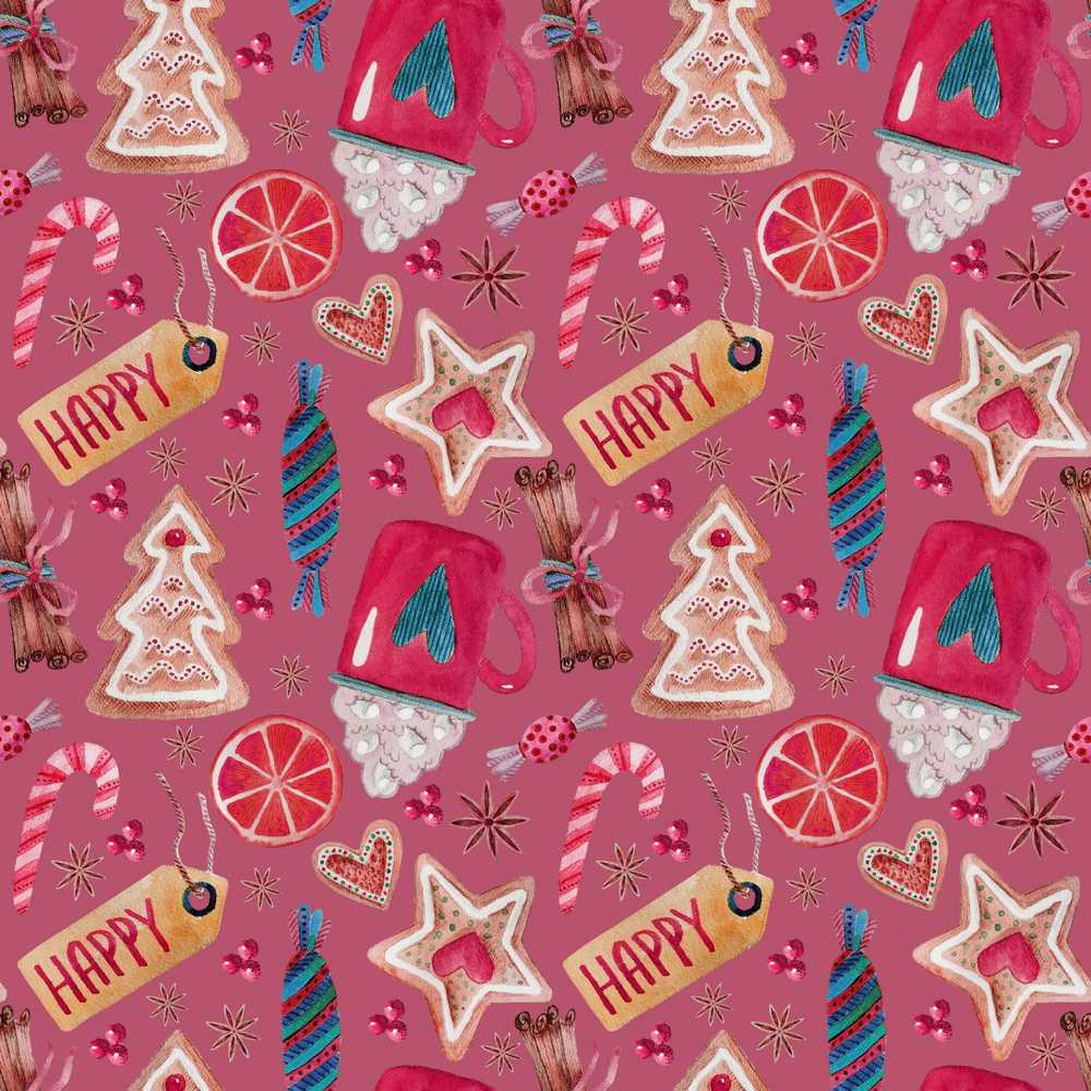 Watercolor Christmas Cookies Candy Cane Orange Slice Mug Festive