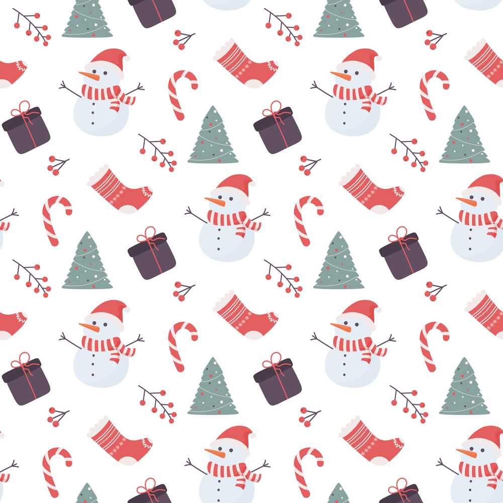 Cute Snowman Candy Cane Gifts and Christmas Tree Minimal