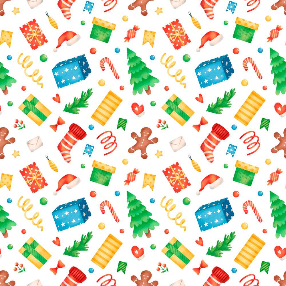 Watercolor Christmas Gifts Candy Gingerbread Festive Holiday Seasonal
