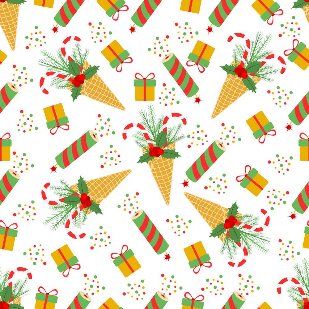 Festive Ice Cream Cones Holly Candy Cane Christmas Cheer