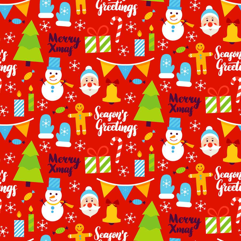 Merry Xmas Greetings Santa Snowman Gingerbread Holiday Festive