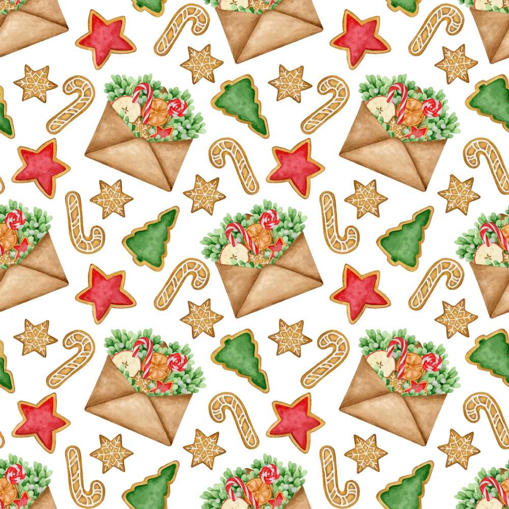 Watercolor Christmas Cookies Candy Cane Festive Treats Holiday