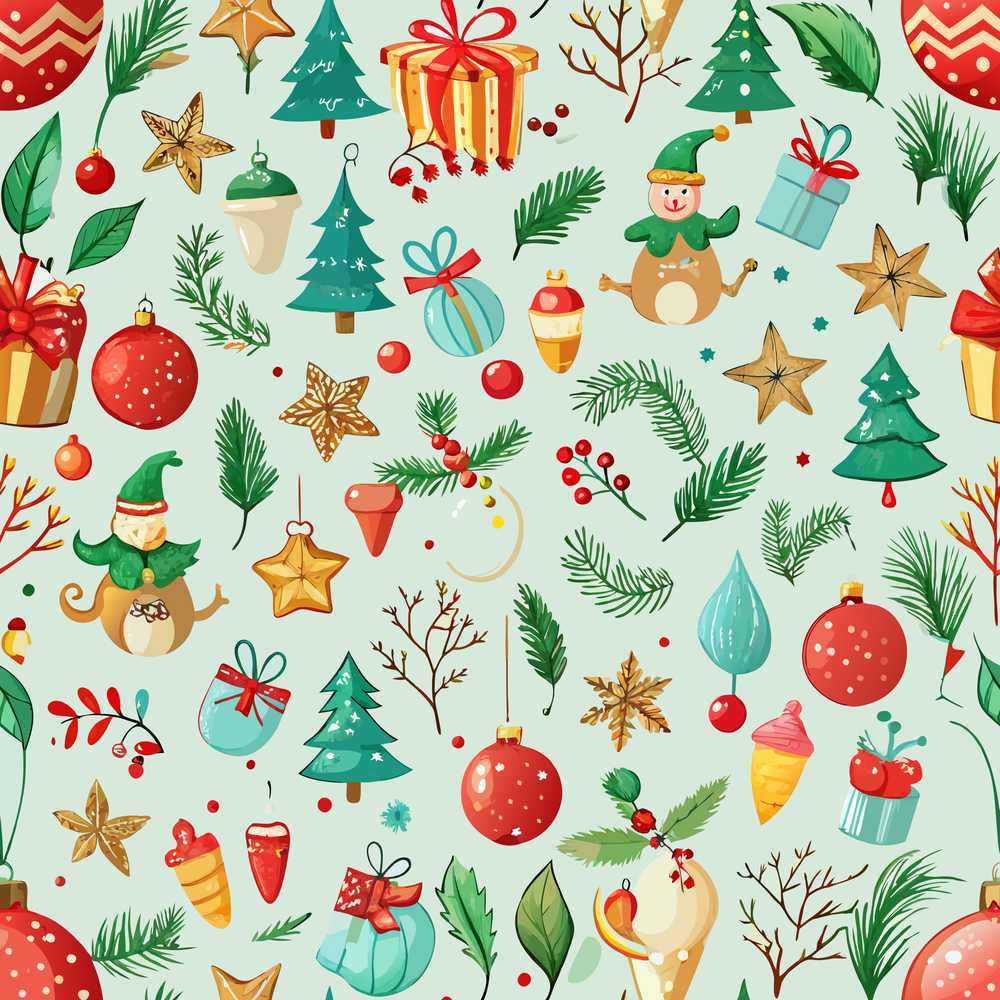 Festive Christmas Ornaments Trees Gifts Holiday Elements Seasonal