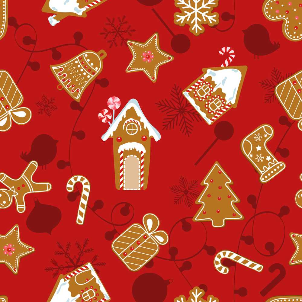 Gingerbread House Candy Cane Cookies Red Festive Illustration