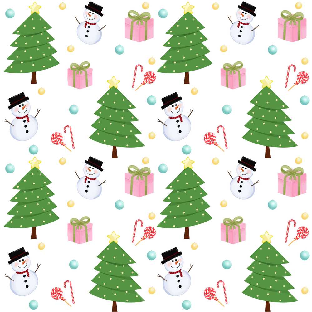 Cute Snowman Christmas Tree Candy Cane Gifts Festive