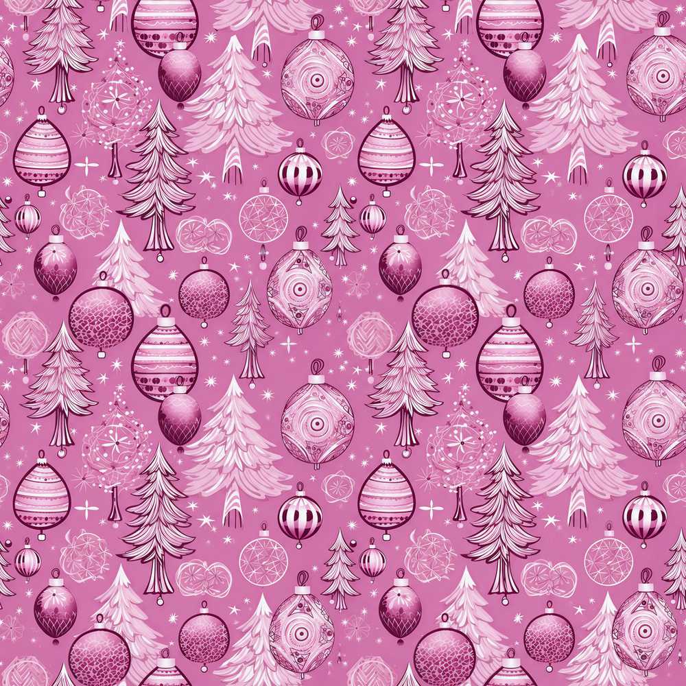 Cute Pink Christmas Trees Ornaments Festive Holiday Seasonal