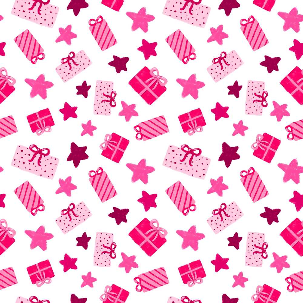 Cute Pink Gift Boxes Stars Festive Christmas Holiday