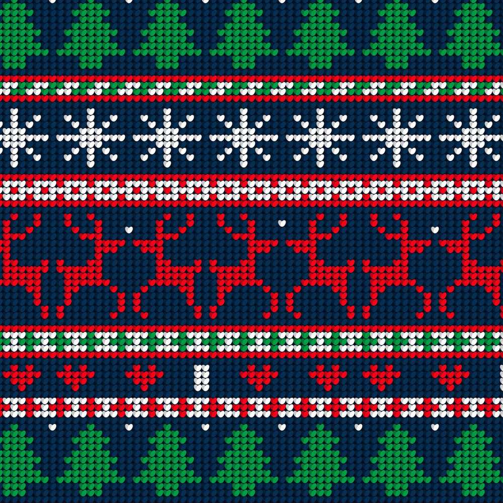 Blue Red Christmas Reindeer Snowflake Knit Festive Holiday