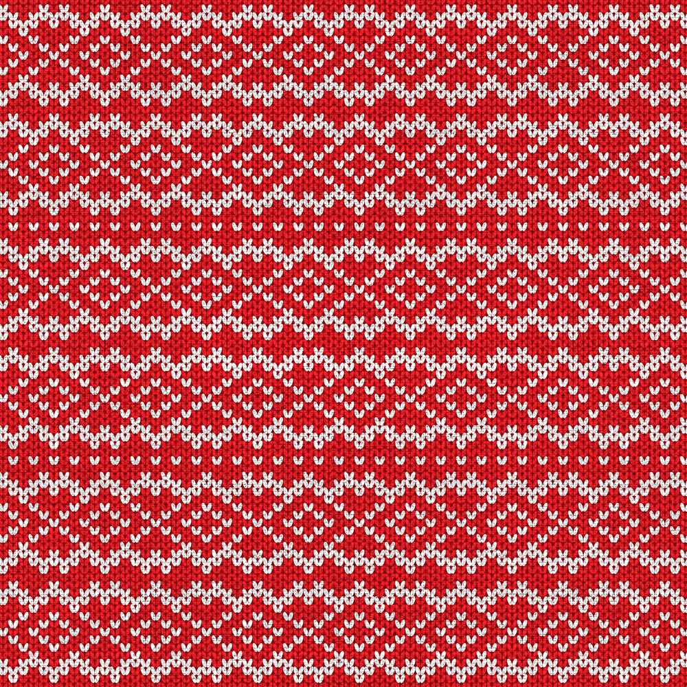 Classic Red Nordic Knit Heart Fair Isle Decorative