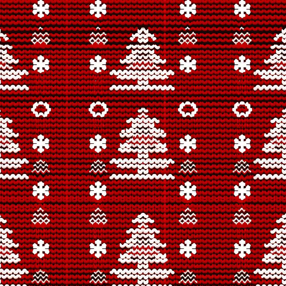 Traditional Red White Christmas Tree Knit Festive Holiday