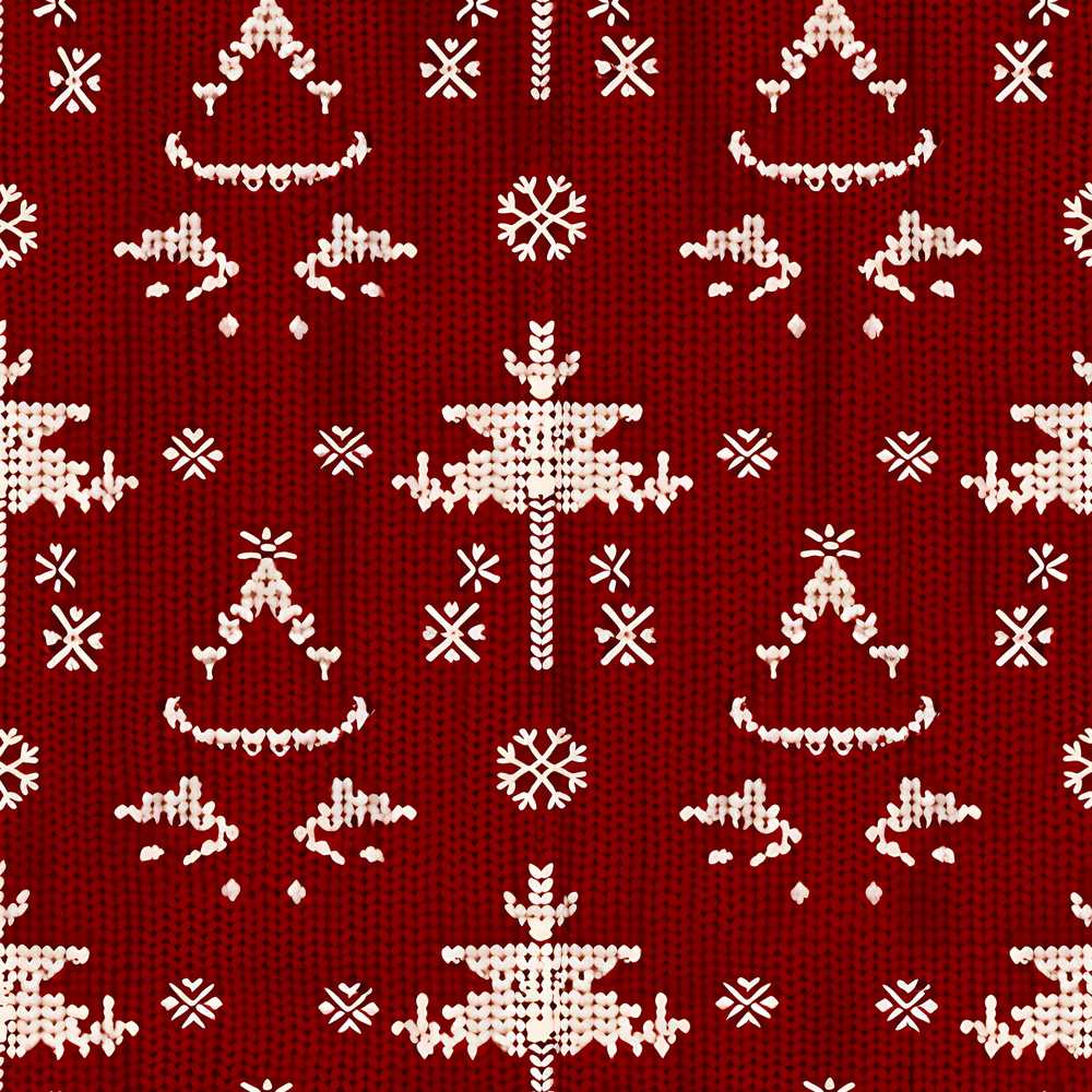 Red Nordic Snowflake Reindeer Knitted Festive Holiday Seasonal