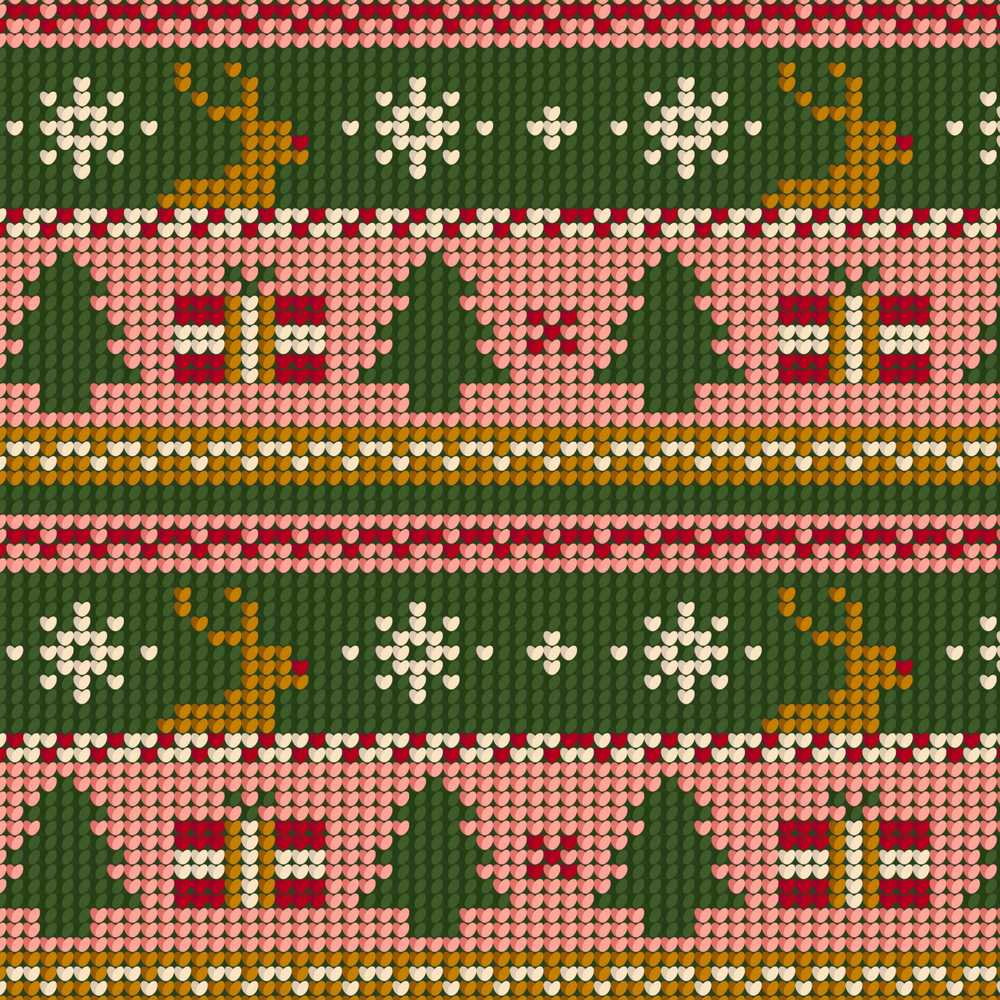 Cute Reindeer Gift Box Nordic Knit Festive Holiday