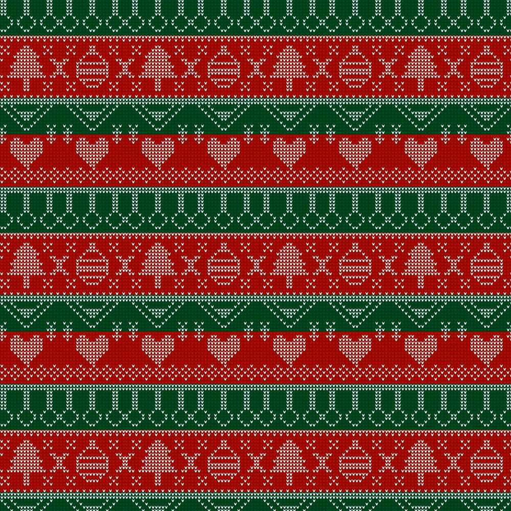 Red Green Nordic Christmas Ornament Tree Heart Knit