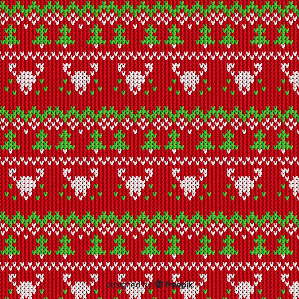 Red Green Cute Christmas Tree Heart Knit Festive