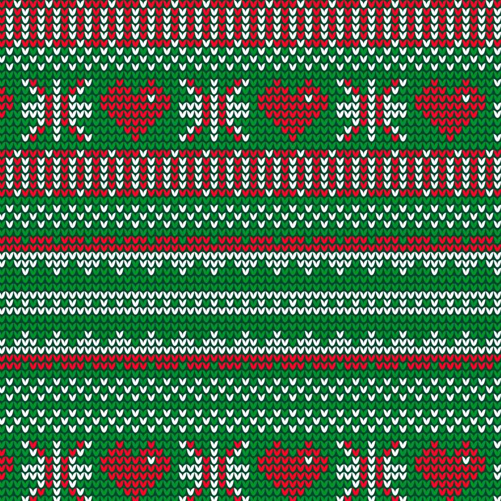 Green Red White Classic Nordic Knit Stripe Repeat