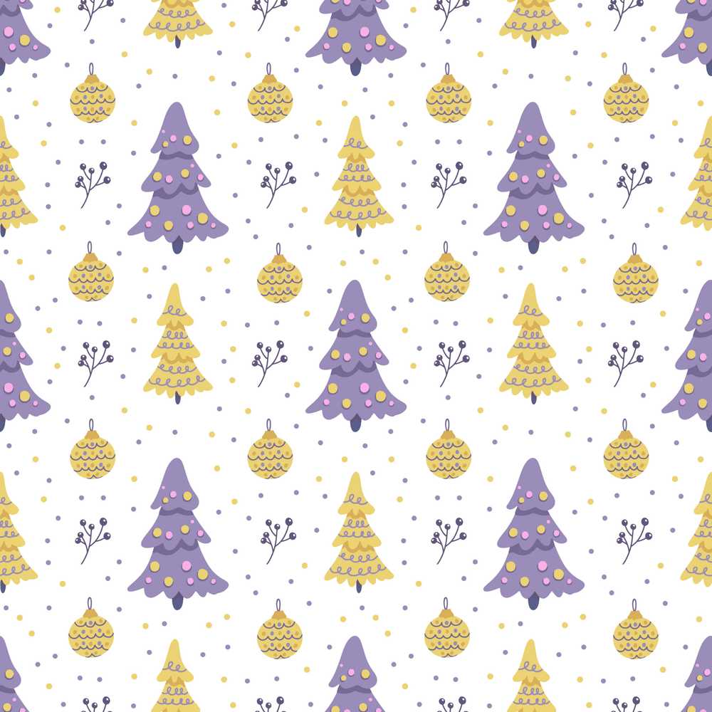Pastel Purple Yellow Christmas Tree Ornament Festive Holiday