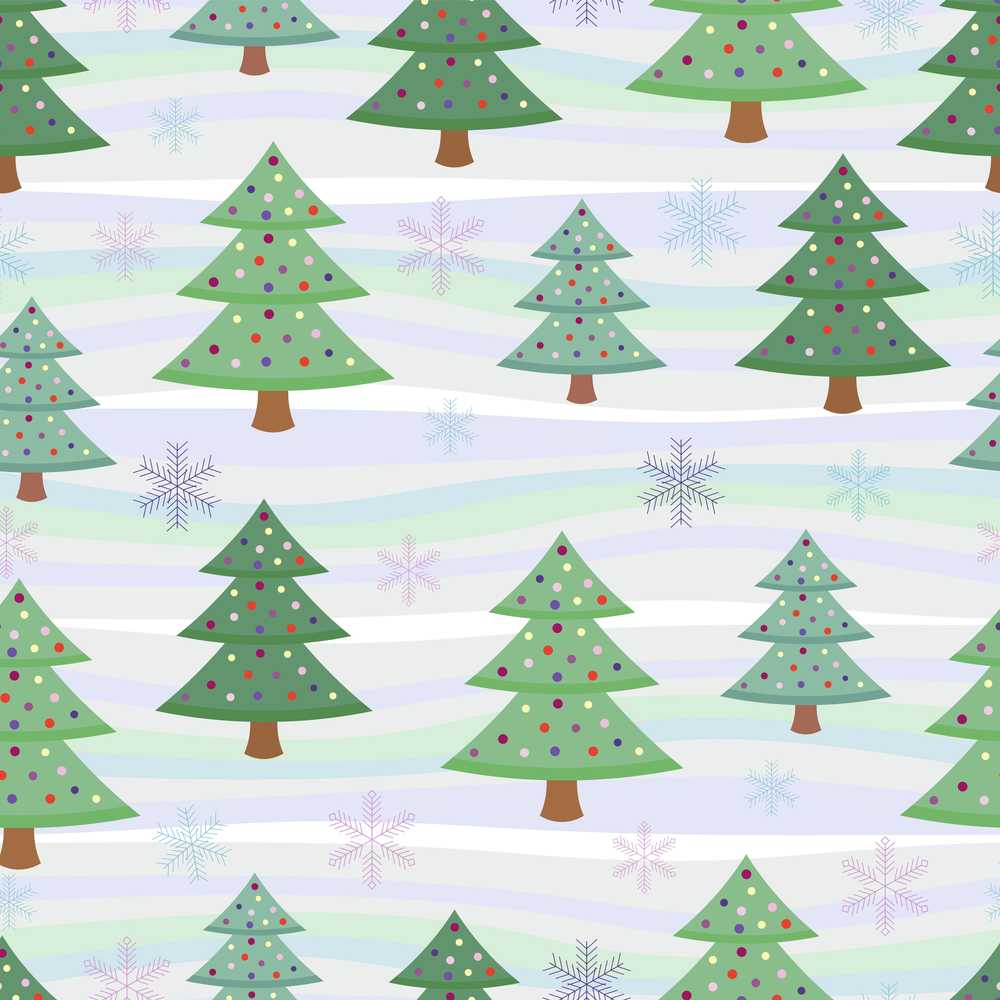 Pastel Christmas Tree Snowflake Winter Landscape Festive Holiday