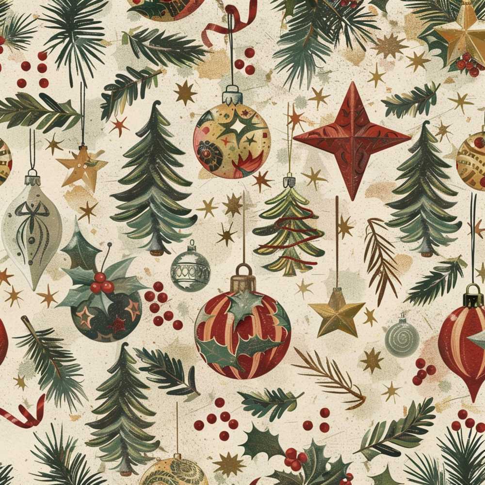 Christmas Ornament Star Pine Branch Festive Holiday Seasonal