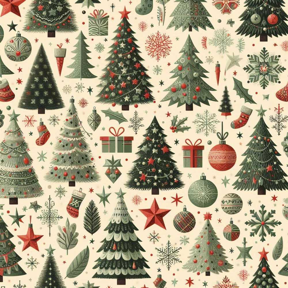 Festive Christmas Tree Gift Ornament Holiday Seasonal Pattern