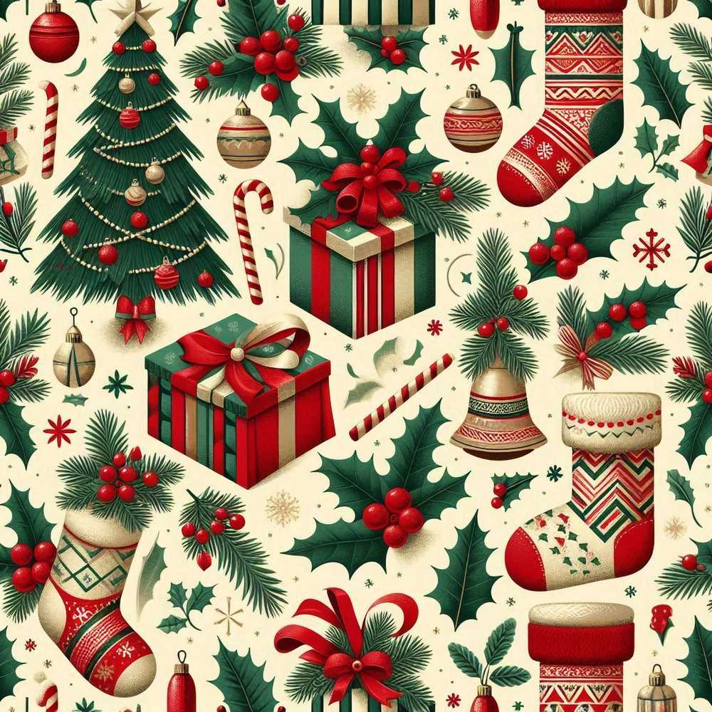 Christmas Holly Gift Stocking Candy Cane Festive Holiday