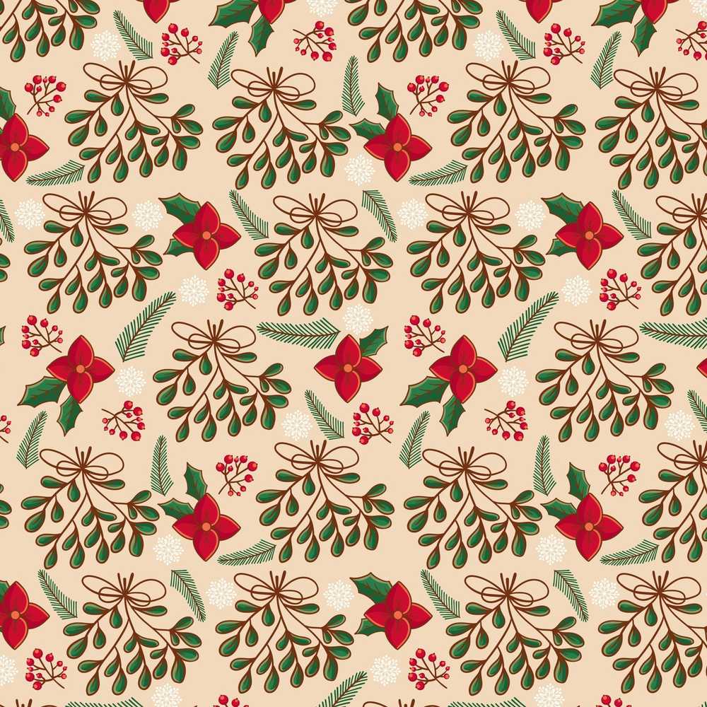 Festive Christmas Mistletoe Bow Berry Holiday Seasonal Pattern