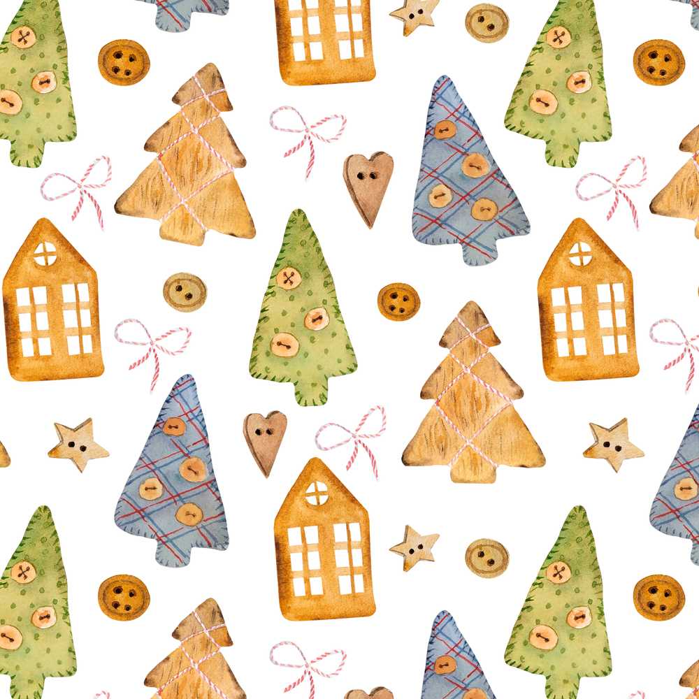 Rustic Wooden Christmas Tree House Button Craft Festive