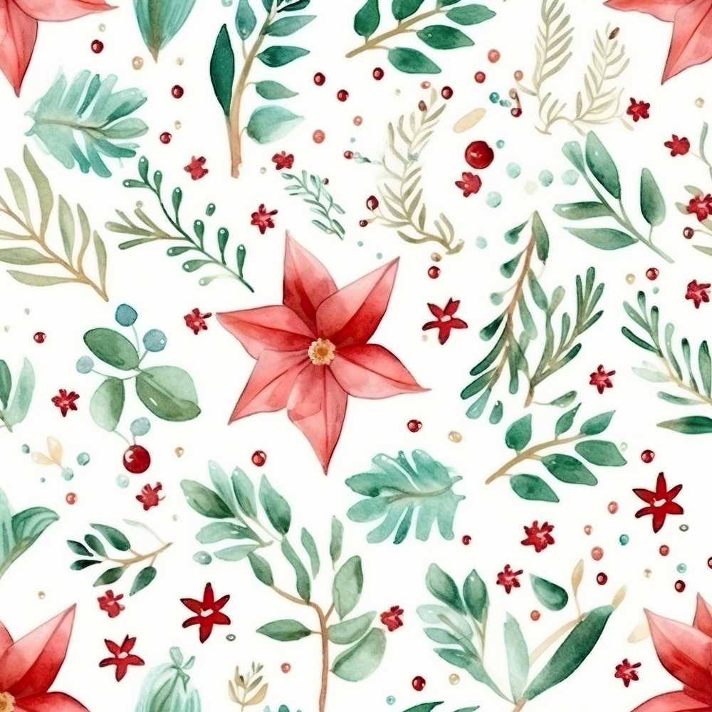 Elegant Poinsettia Floral Holiday Botanical Wildflower Pattern