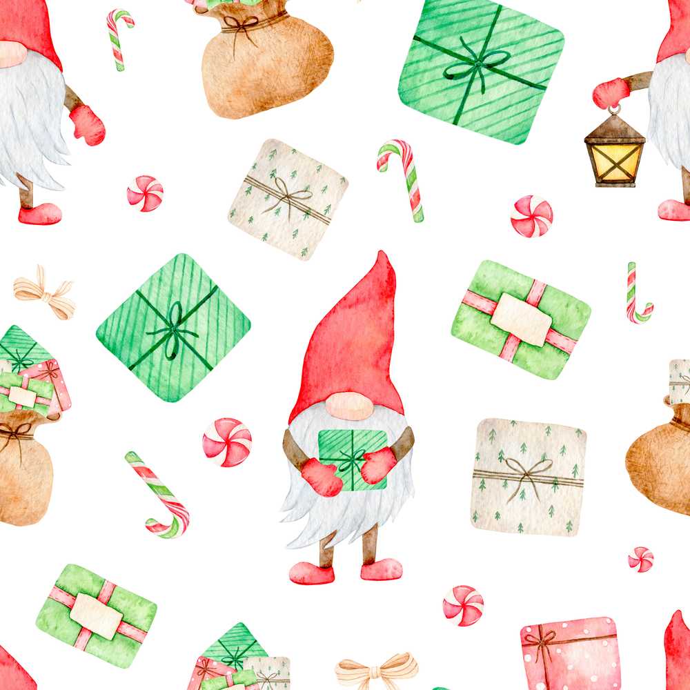 Cute Christmas Gnome Present Candy Cane Holiday Festive