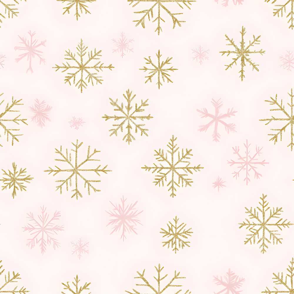 Elegant Gold Snowflake Pink Winter Festive Holiday Seasonal