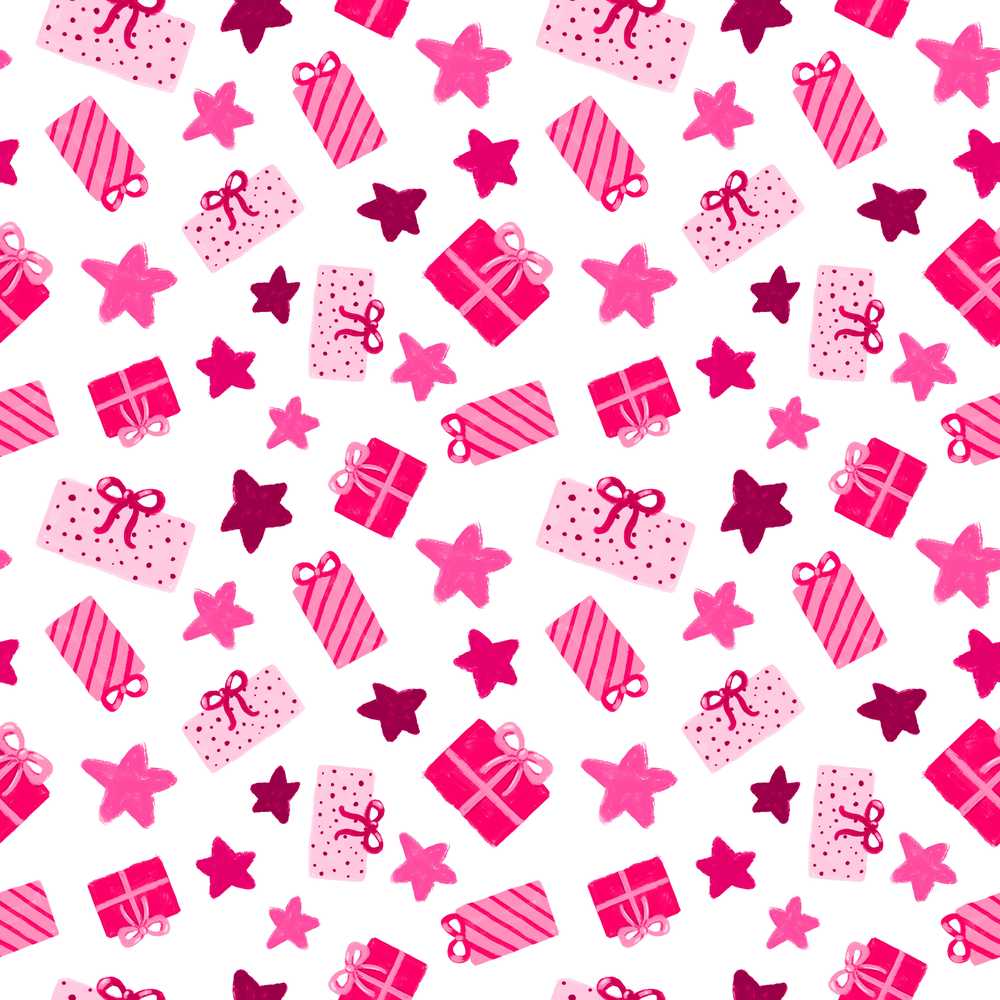Cute Pink Gift Box Star Festive Decorative Repeat
